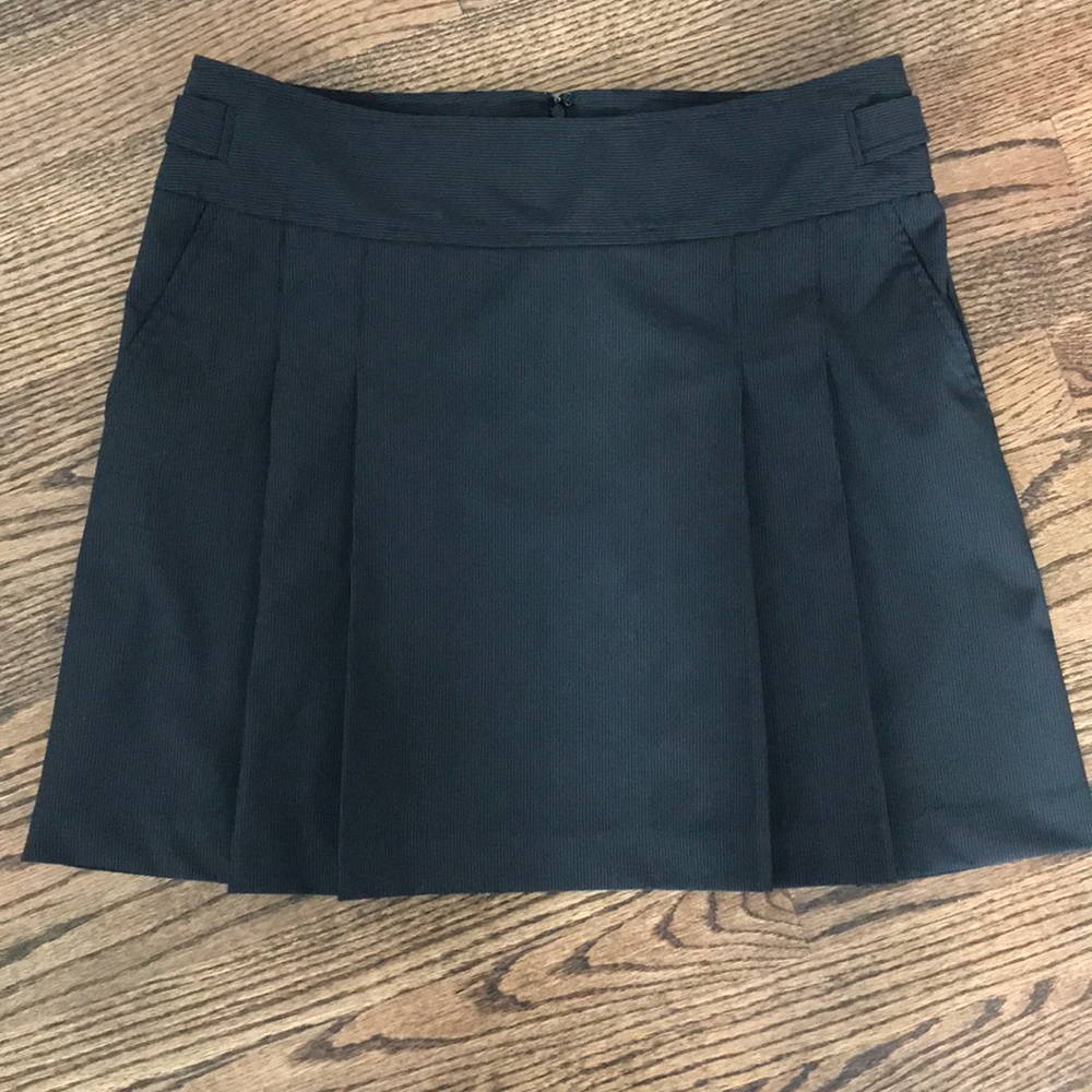 Express Dark Grey Pinstriped Pleated Skirt